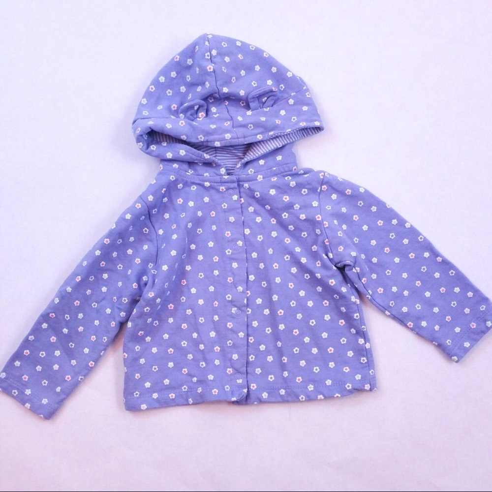 Cotton blue floral hoodie with ears size 24 mo